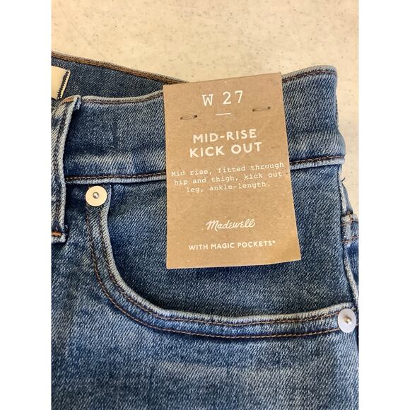 Madewell Women's 27 Blue Mather Wash Kick Out Crop Jeans Mid Rise Stretch K31-16 - Picture 8 of 10